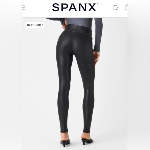 Black Spanx Faux Leather Leggings - Picture 7 of 10
